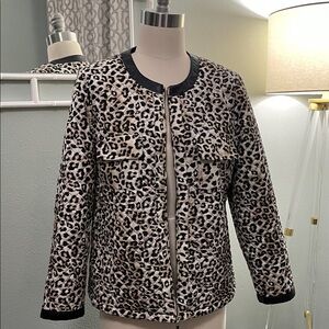 Chico's Black and Cream Leopard Teddy Jacket